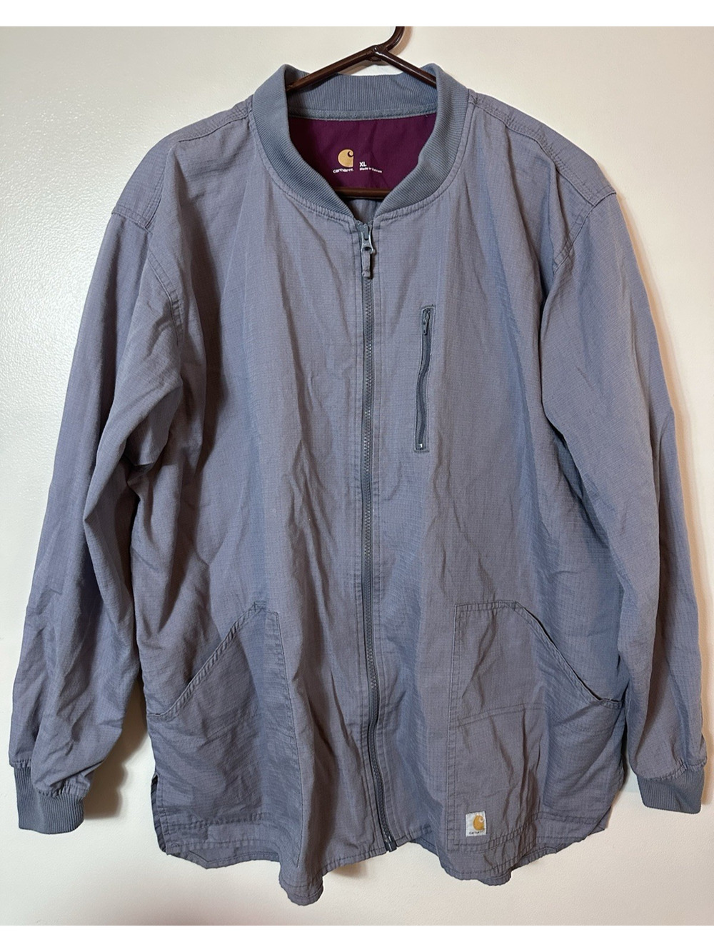 Carhartt Mens Jacket Size XL Gray Zip Bomber Utility Pockets Workwear Gorpcore